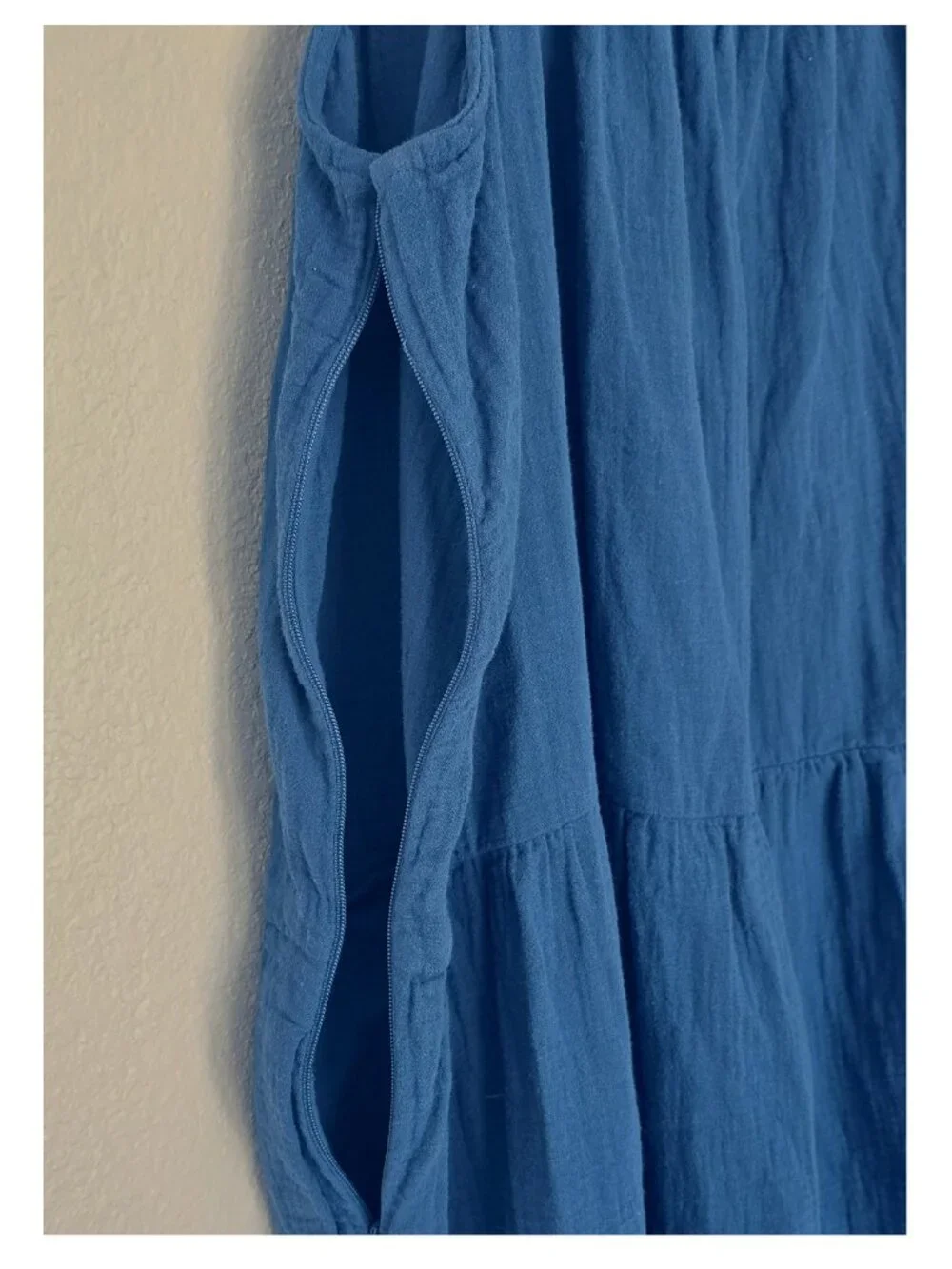 J. Crew Blue Tiered A-Line Cotton Gauze Midi Dress Sz XL Pockets 100% Cotton NWT